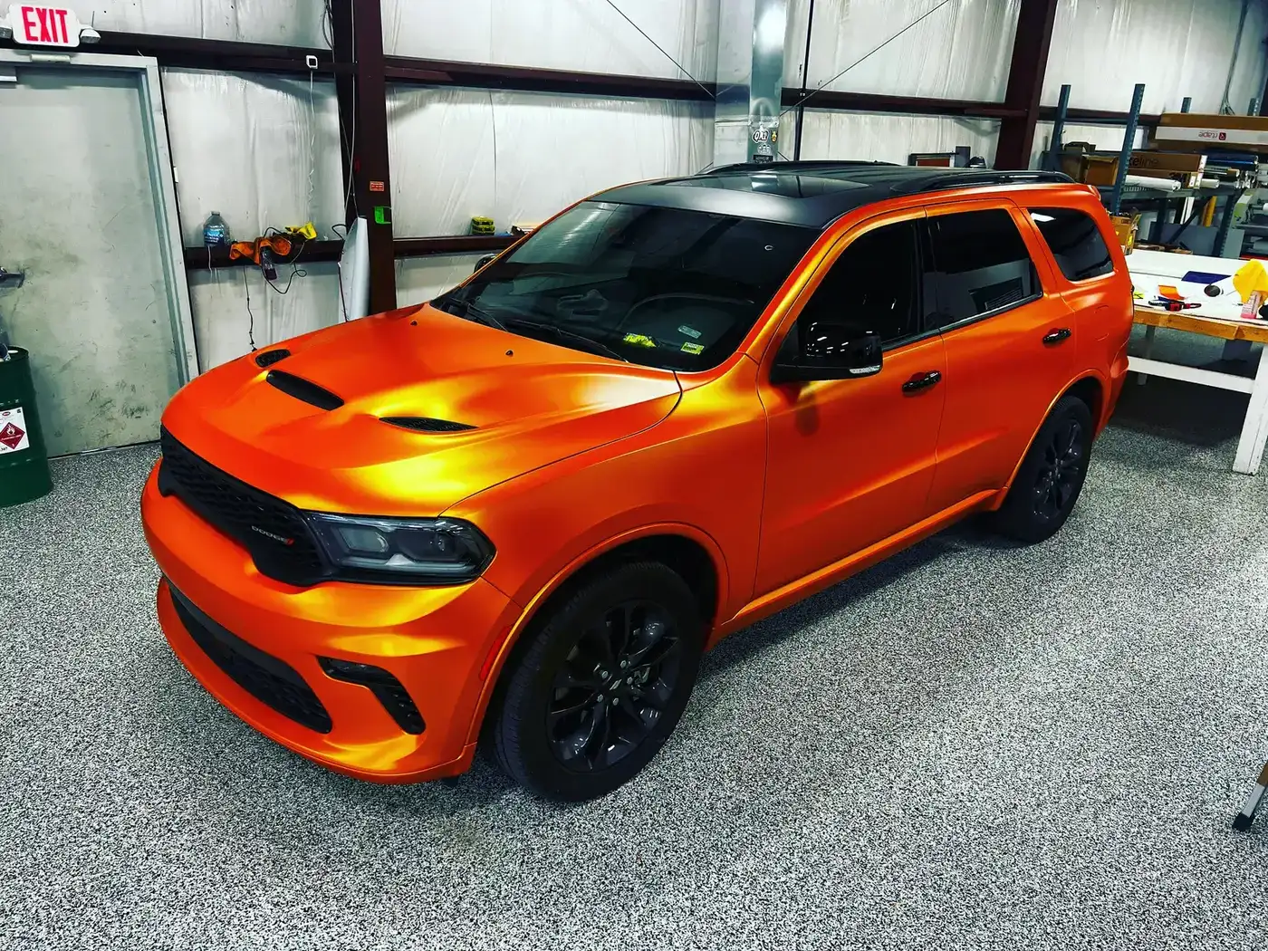Gloss orange with custom hood — Dodge Durango SRT
