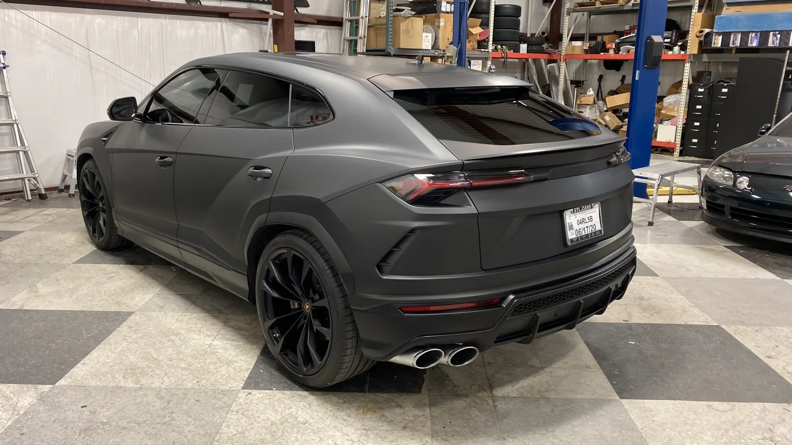 Satin stealth, rear detail — Lamborghini Urus