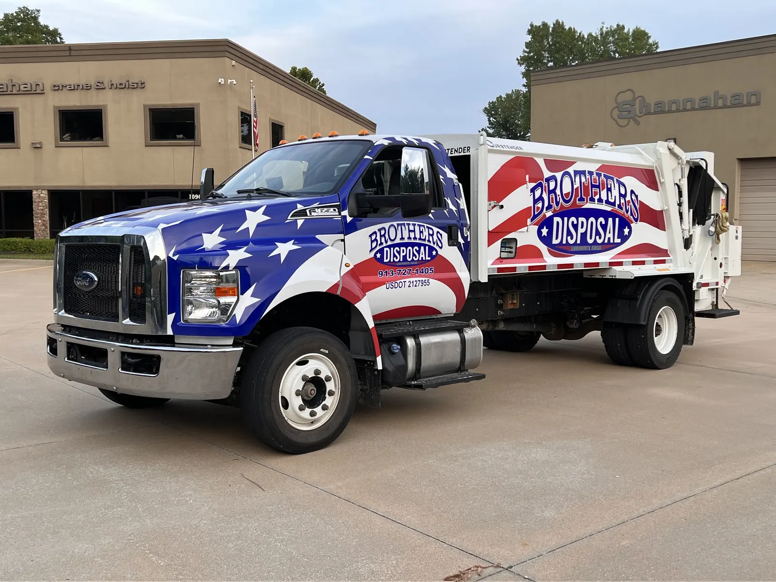 Brothers Disposal — full patriotic print — F-750 Trash Truck