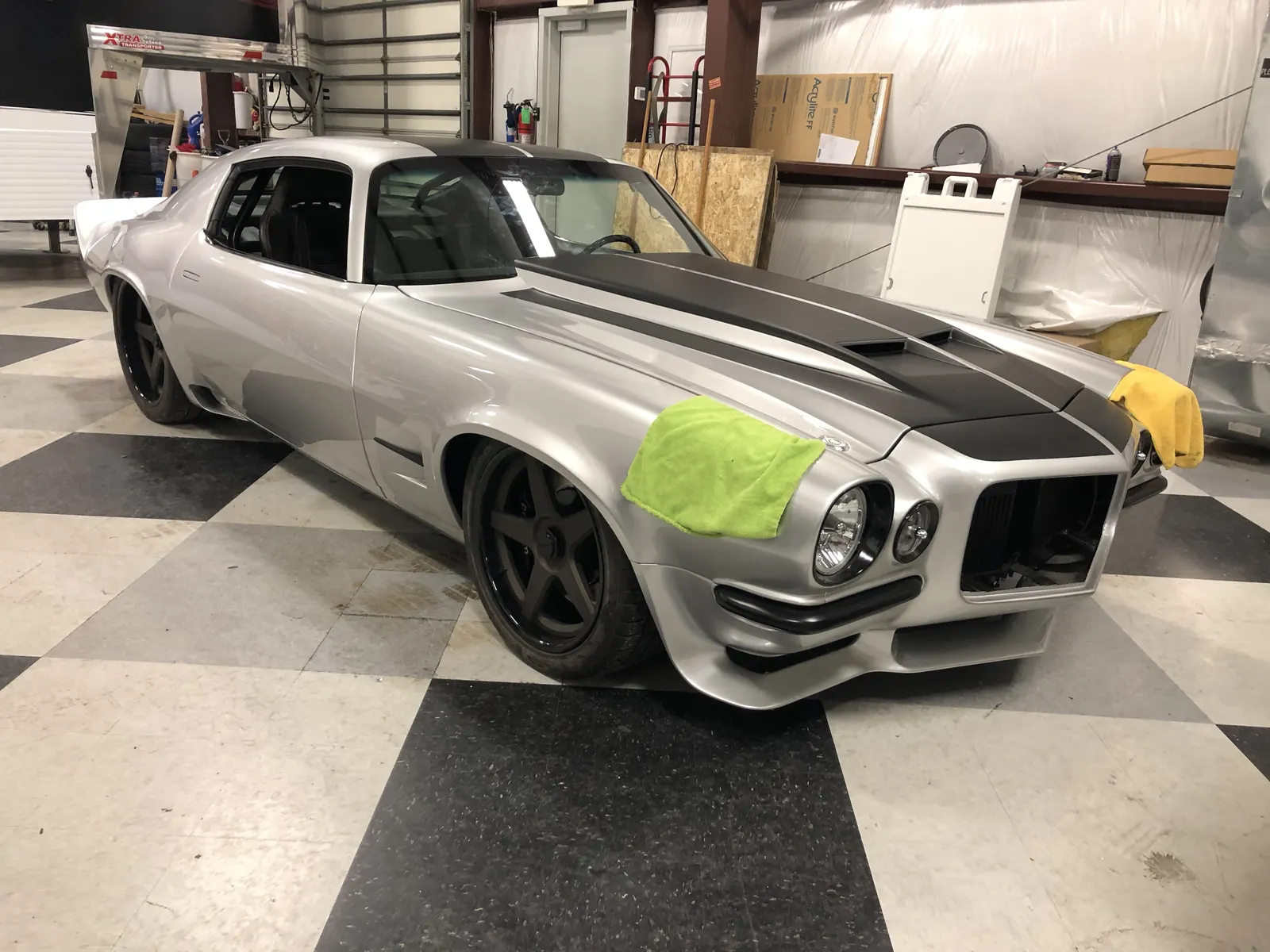 Matte black hood on a classic — Classic Camaro